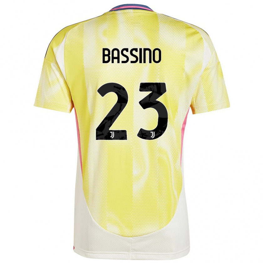 Kandiny Niño Camiseta Alessandro Bassino #23 Amarillo Solar 2ª Equipación 2024/25 La Camisa Chile