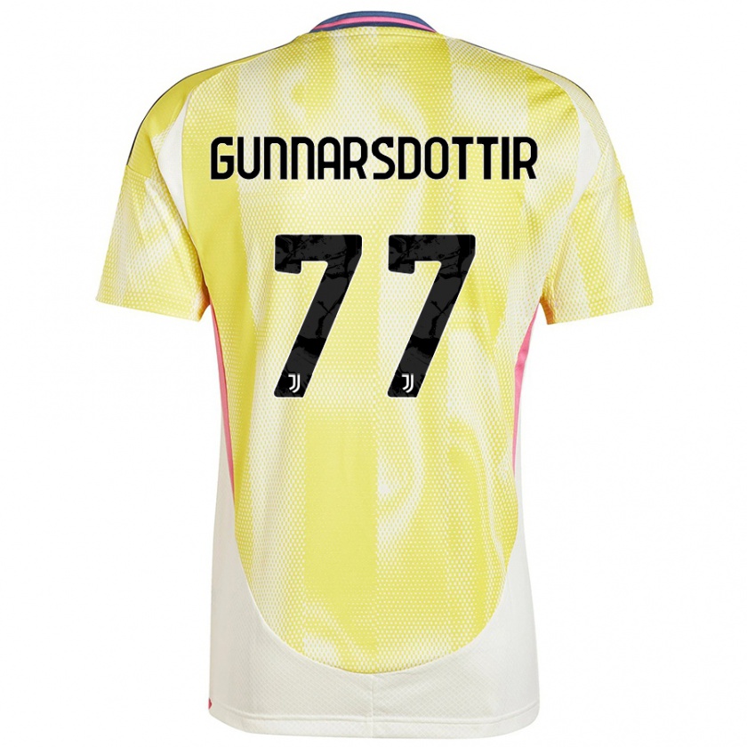 Kandiny Niño Camiseta Sara Björk Gunnarsdóttir #77 Amarillo Solar 2ª Equipación 2024/25 La Camisa Chile