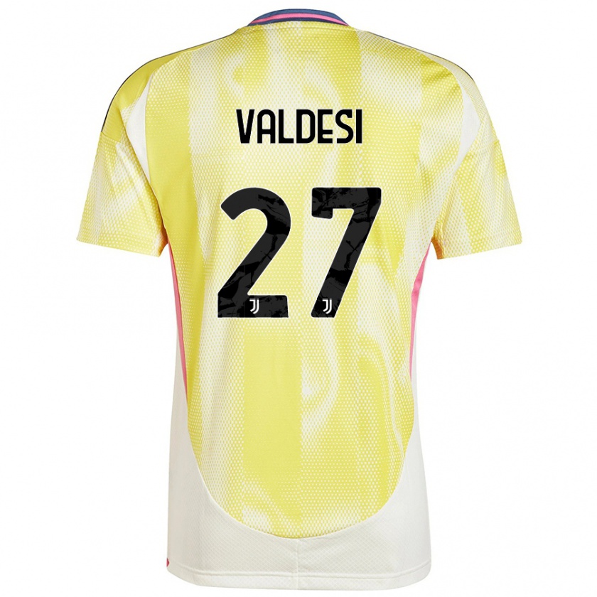 Kandiny Niño Camiseta Andrea Valdesi #27 Amarillo Solar 2ª Equipación 2024/25 La Camisa Chile