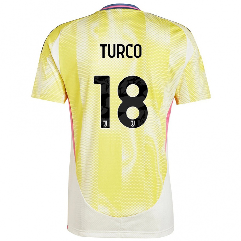 Kandiny Niño Camiseta Nicolo Turco #18 Amarillo Solar 2ª Equipación 2024/25 La Camisa Chile