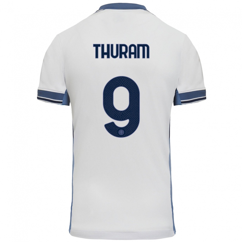 Kandiny Niño Camiseta Marcus Thuram #9 Blanco Gris 2ª Equipación 2024/25 La Camisa Chile