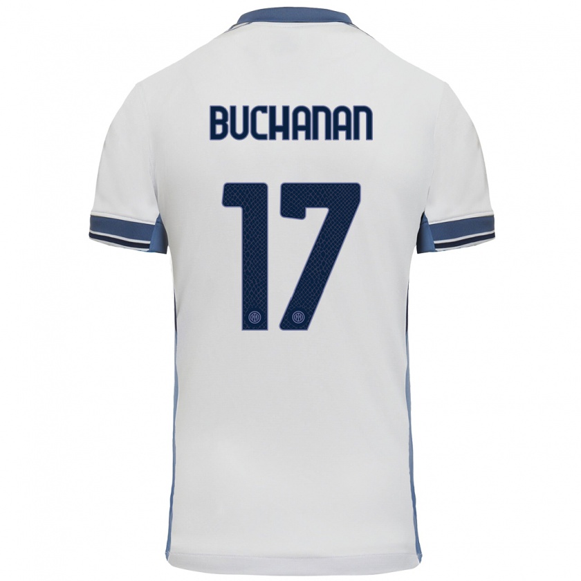 Kandiny Niño Camiseta Tajon Buchanan #17 Blanco Gris 2ª Equipación 2024/25 La Camisa Chile