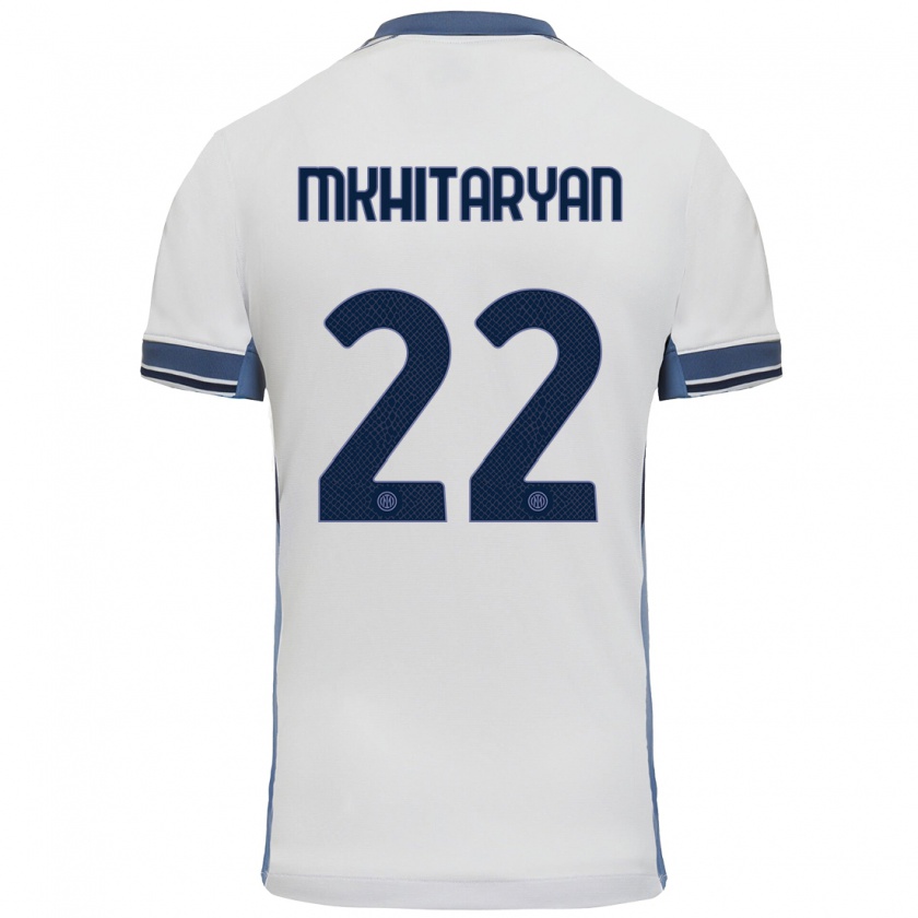 Kandiny Niño Camiseta Henrikh Mkhitaryan #22 Blanco Gris 2ª Equipación 2024/25 La Camisa Chile