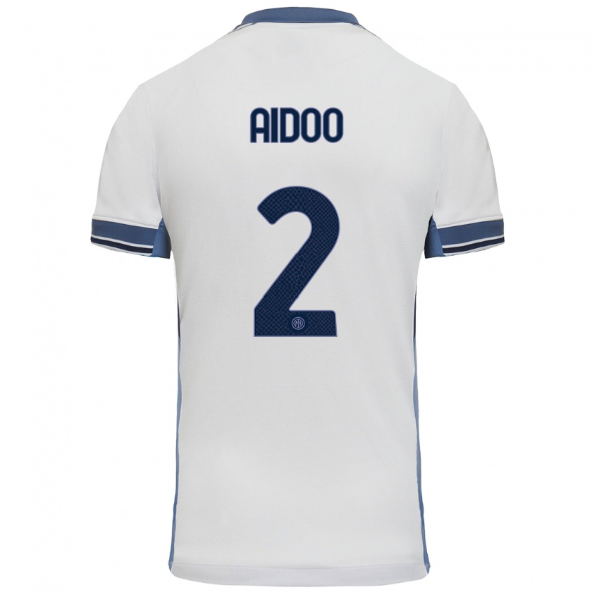 Kandiny Niño Camiseta Mike Aidoo #2 Blanco Gris 2ª Equipación 2024/25 La Camisa Chile