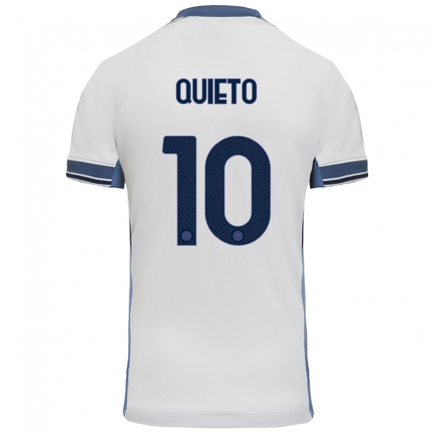 Kandiny Niño Camiseta Daniele Quieto #10 Blanco Gris 2ª Equipación 2024/25 La Camisa Chile