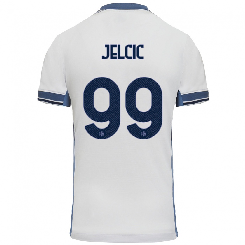 Kandiny Niño Camiseta Maja Jelčić #99 Blanco Gris 2ª Equipación 2024/25 La Camisa Chile