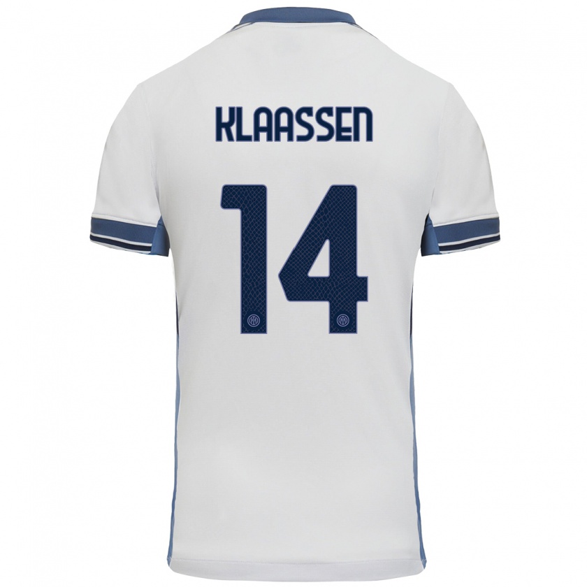 Kandiny Niño Camiseta Davy Klaassen #14 Blanco Gris 2ª Equipación 2024/25 La Camisa Chile