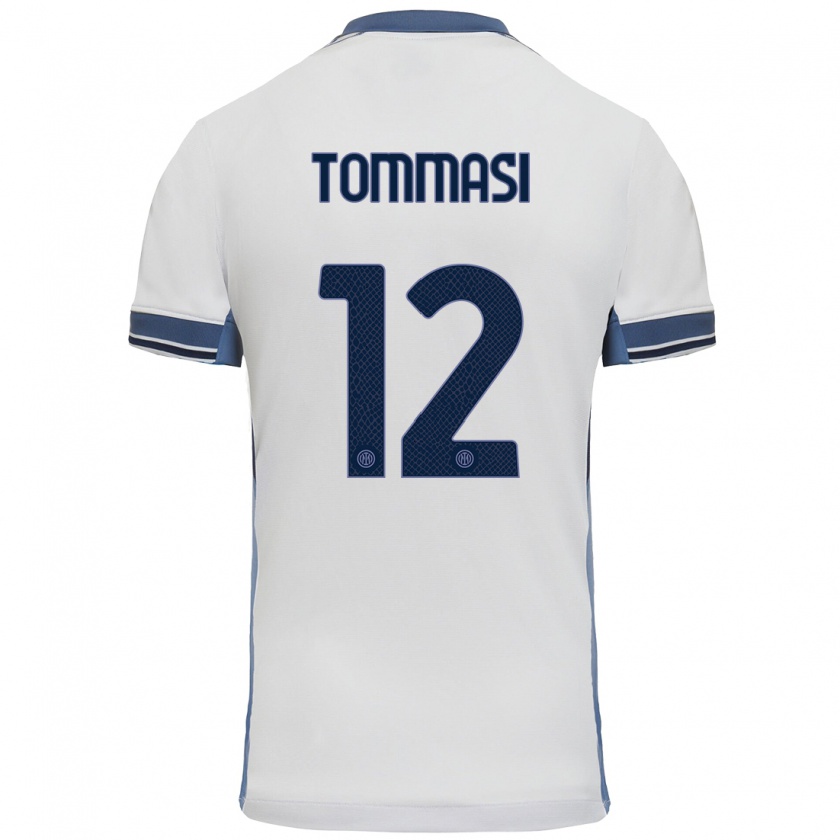 Kandiny Niño Camiseta Francesco Tommasi #12 Blanco Gris 2ª Equipación 2024/25 La Camisa Chile