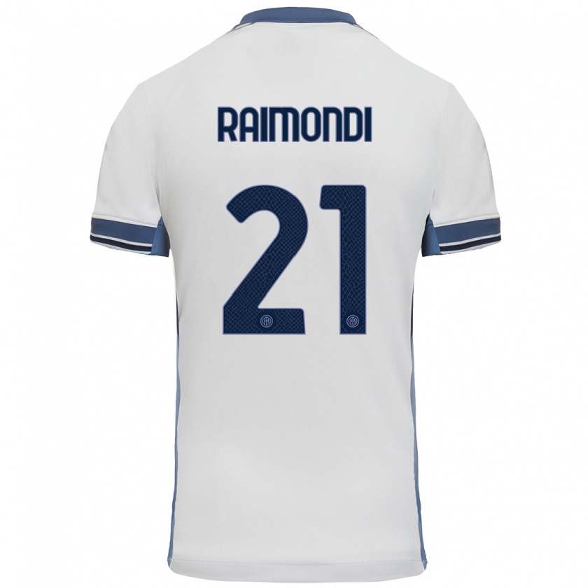 Kandiny Niño Camiseta Paolo Raimondi #21 Blanco Gris 2ª Equipación 2024/25 La Camisa Chile