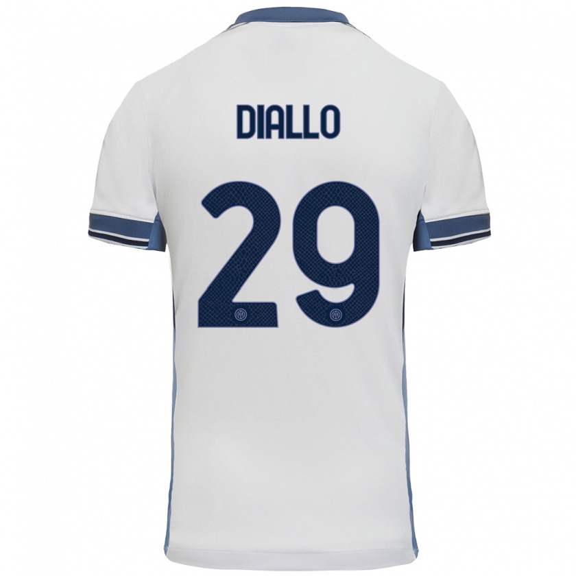 Kandiny Niño Camiseta Oumar Diallo #29 Blanco Gris 2ª Equipación 2024/25 La Camisa Chile