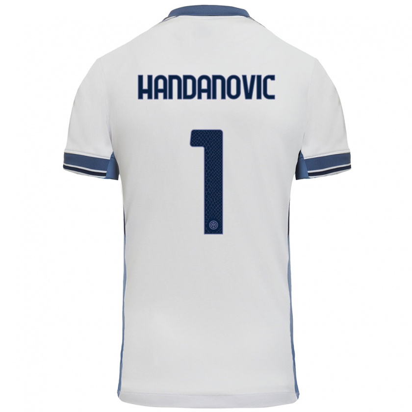 Kandiny Niño Camiseta Samir Handanovic #1 Blanco Gris 2ª Equipación 2024/25 La Camisa Chile