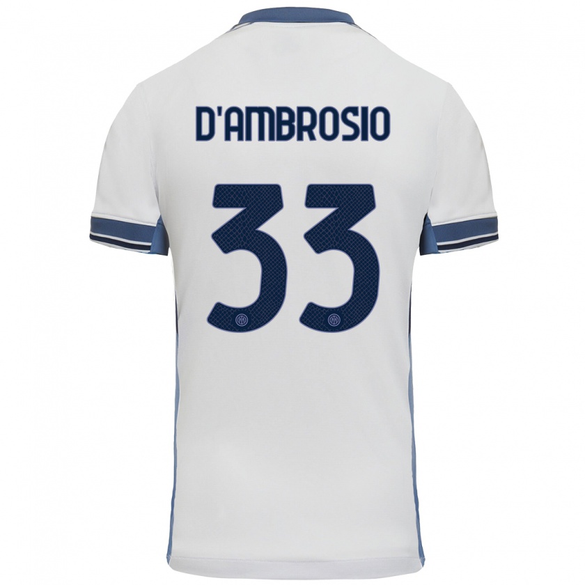 Kandiny Niño Camiseta Danilo D'ambrosio #33 Blanco Gris 2ª Equipación 2024/25 La Camisa Chile