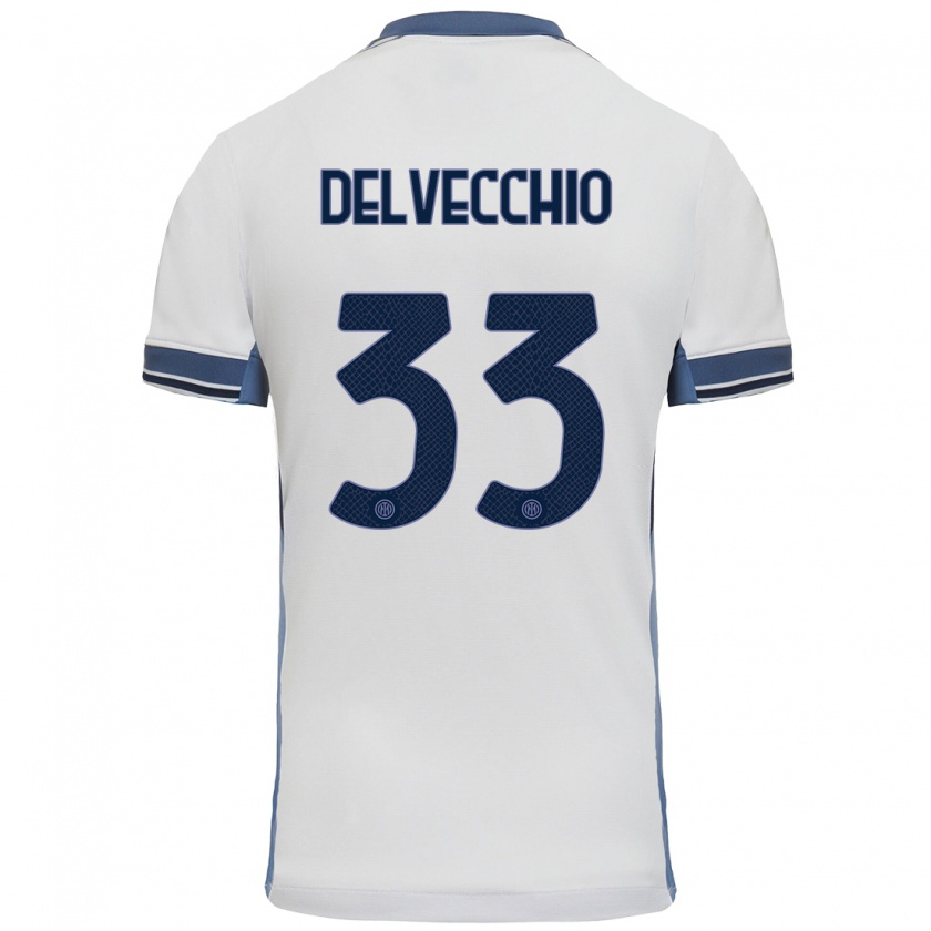 Kandiny Niño Camiseta Gabriele Delvecchio #33 Blanco Gris 2ª Equipación 2024/25 La Camisa Chile