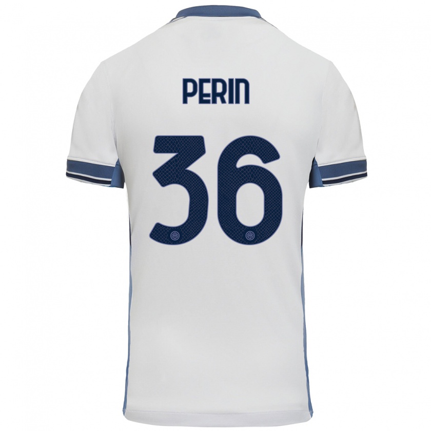 Kandiny Niño Camiseta Nicolo Perin #36 Blanco Gris 2ª Equipación 2024/25 La Camisa Chile