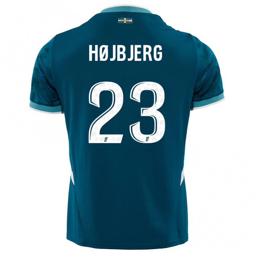 Kandiny Niño Camiseta Pierre-Emile Højbjerg #23 Azul Turquesa 2ª Equipación 2024/25 La Camisa Chile