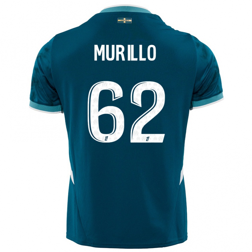 Kandiny Niño Camiseta Amir Murillo #62 Azul Turquesa 2ª Equipación 2024/25 La Camisa Chile