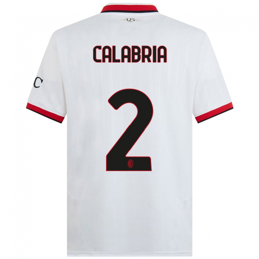 Kandiny Niño Camiseta Davide Calabria #2 Blanco Negro Rojo 2ª Equipación 2024/25 La Camisa Chile