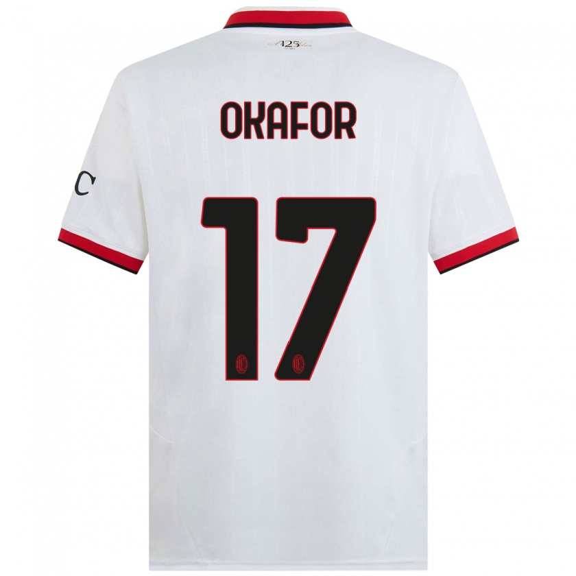 Kandiny Niño Camiseta Noah Okafor #17 Blanco Negro Rojo 2ª Equipación 2024/25 La Camisa Chile