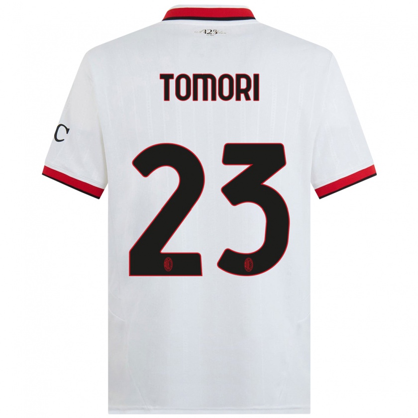 Kandiny Niño Camiseta Fikayo Tomori #23 Blanco Negro Rojo 2ª Equipación 2024/25 La Camisa Chile