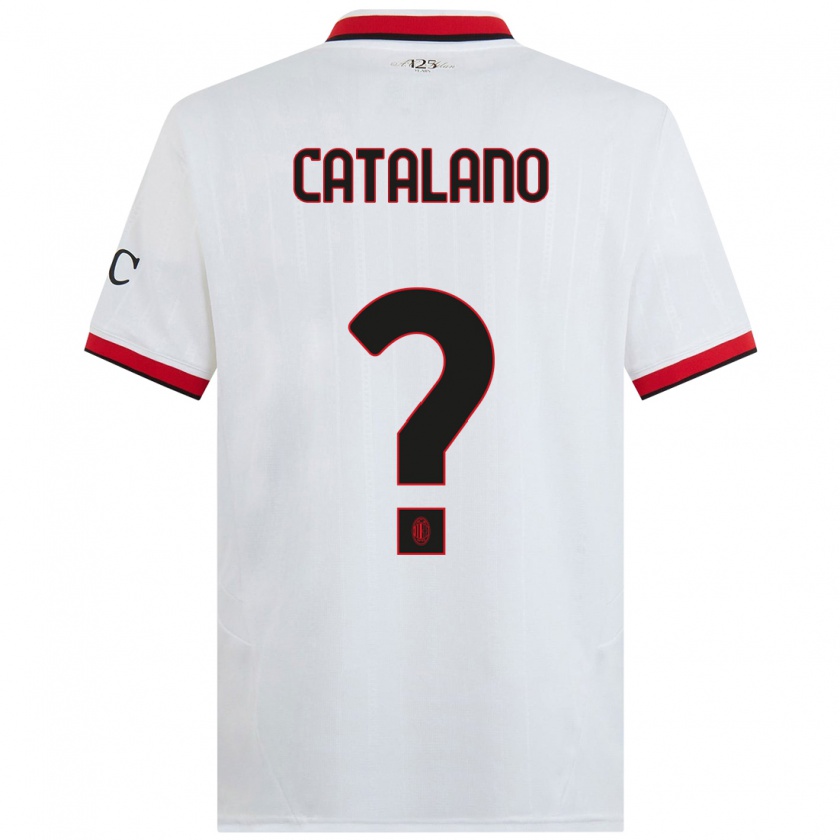 Kandiny Niño Camiseta Alessio Catalano #0 Blanco Negro Rojo 2ª Equipación 2024/25 La Camisa Chile