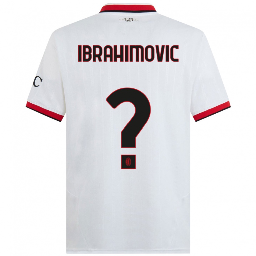 Kandiny Niño Camiseta Vincent Ibrahimovic #0 Blanco Negro Rojo 2ª Equipación 2024/25 La Camisa Chile