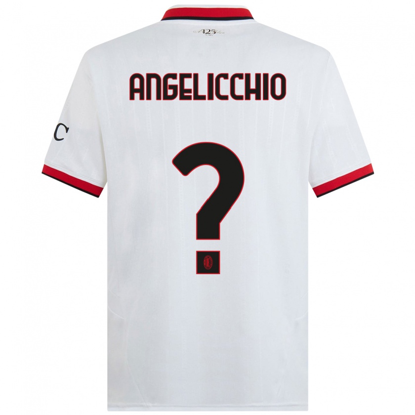 Kandiny Niño Camiseta Mattia Angelicchio #0 Blanco Negro Rojo 2ª Equipación 2024/25 La Camisa Chile