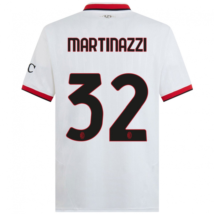 Kandiny Niño Camiseta Luca Martinazzi #32 Blanco Negro Rojo 2ª Equipación 2024/25 La Camisa Chile