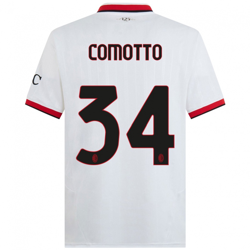 Kandiny Niño Camiseta Christian Comotto #34 Blanco Negro Rojo 2ª Equipación 2024/25 La Camisa Chile