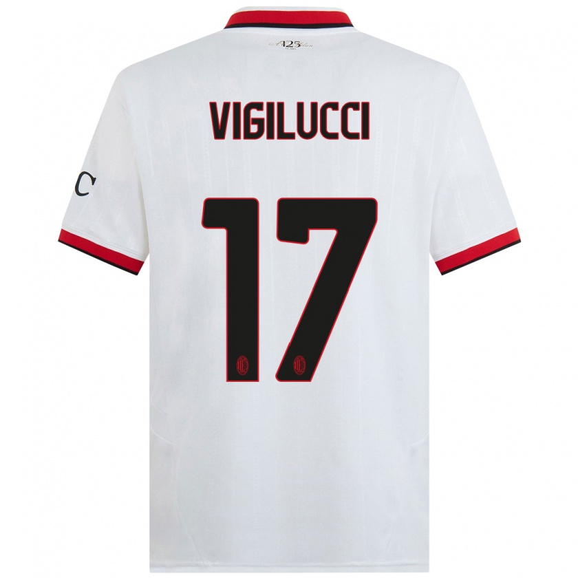 Kandiny Niño Camiseta Valery Vigilucci #17 Blanco Negro Rojo 2ª Equipación 2024/25 La Camisa Chile