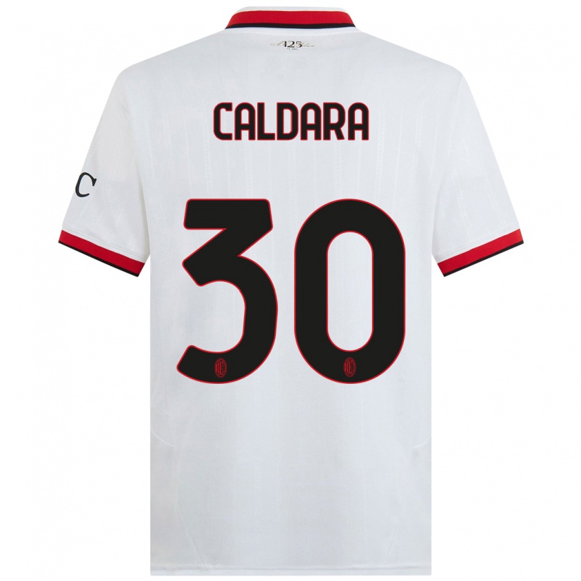 Kandiny Niño Camiseta Mattia Caldara #30 Blanco Negro Rojo 2ª Equipación 2024/25 La Camisa Chile