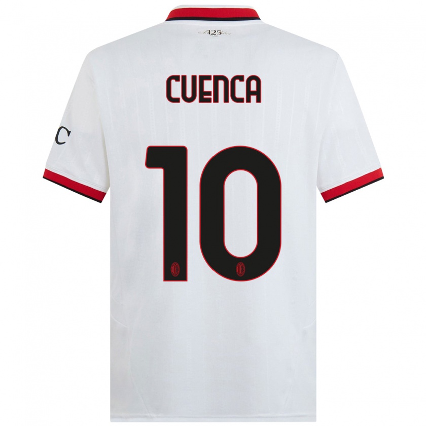 Kandiny Niño Camiseta Hugo Cuenca #10 Blanco Negro Rojo 2ª Equipación 2024/25 La Camisa Chile