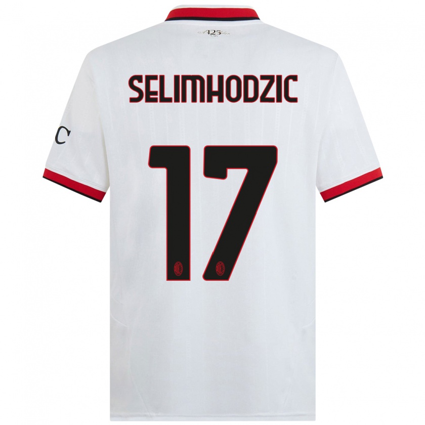 Kandiny Niño Camiseta Noa Selimhodzic #17 Blanco Negro Rojo 2ª Equipación 2024/25 La Camisa Chile