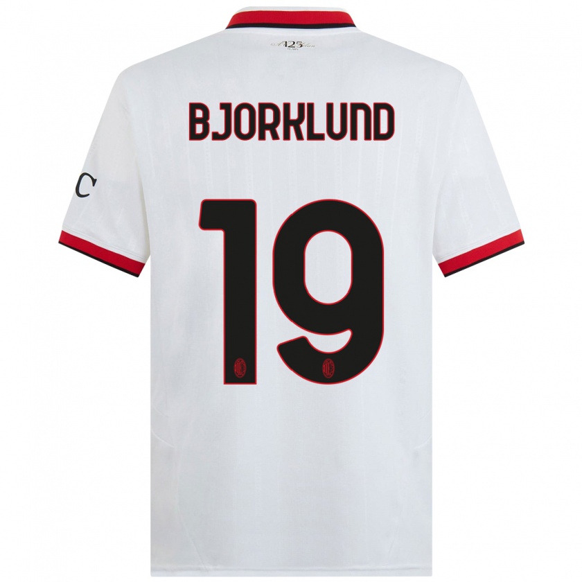 Kandiny Niño Camiseta Lukas Bjorklund #19 Blanco Negro Rojo 2ª Equipación 2024/25 La Camisa Chile