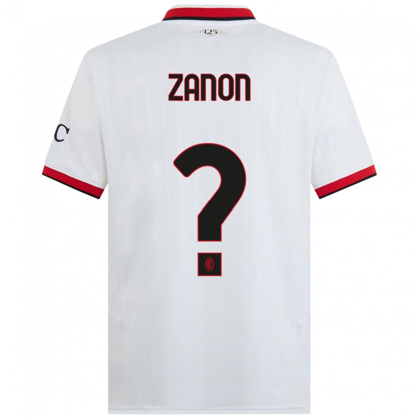 Kandiny Niño Camiseta Thomas Zanon #0 Blanco Negro Rojo 2ª Equipación 2024/25 La Camisa Chile