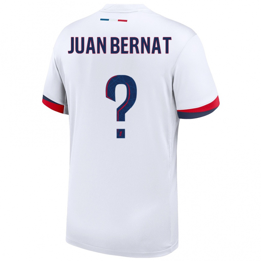 Kandiny Niño Camiseta Juan Bernat #0 Blanco Azul Rojo 2ª Equipación 2024/25 La Camisa Chile