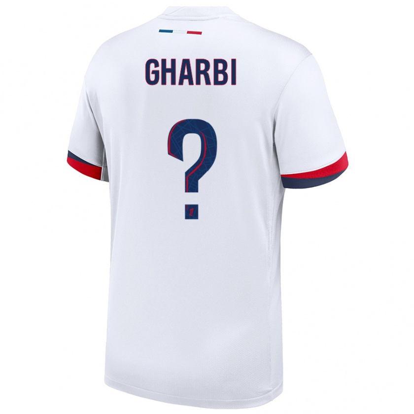 Kandiny Niño Camiseta Ismaël Gharbi #0 Blanco Azul Rojo 2ª Equipación 2024/25 La Camisa Chile