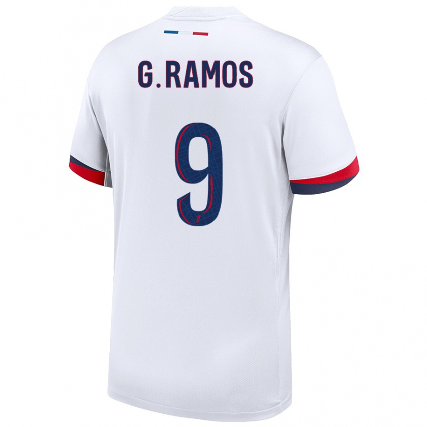 Kandiny Niño Camiseta Gonçalo Ramos #9 Blanco Azul Rojo 2ª Equipación 2024/25 La Camisa Chile