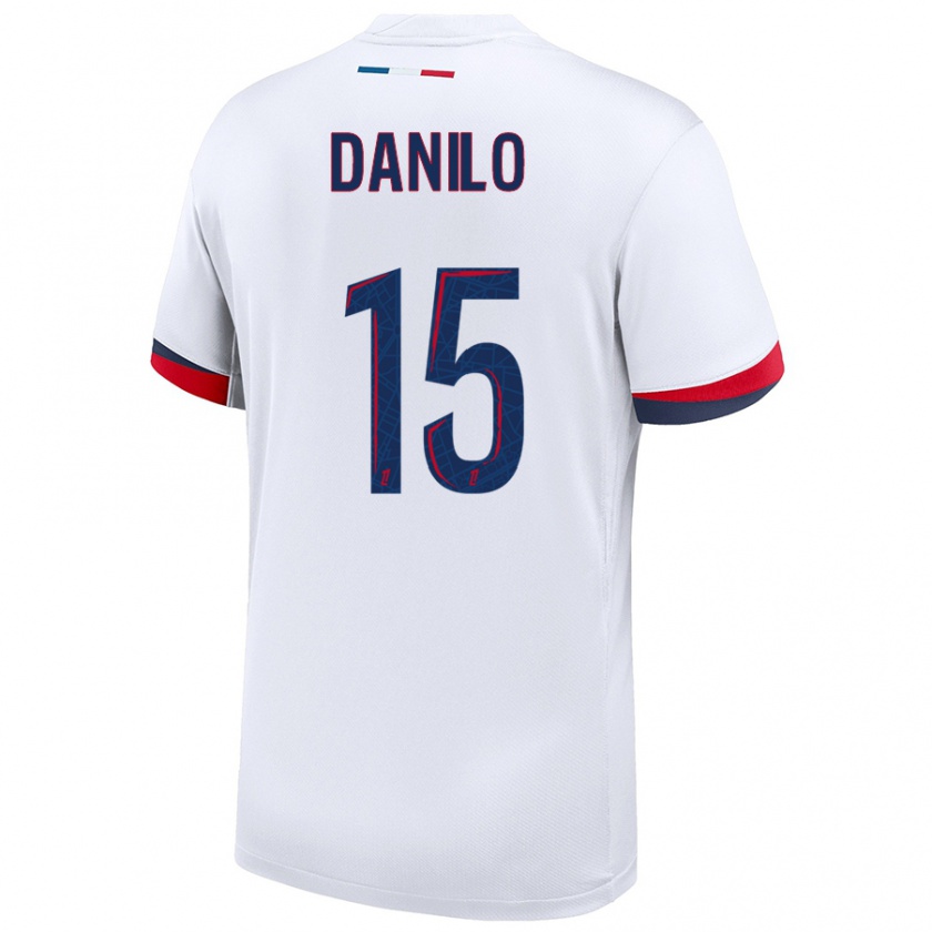 Kandiny Niño Camiseta Danilo Pereira #15 Blanco Azul Rojo 2ª Equipación 2024/25 La Camisa Chile