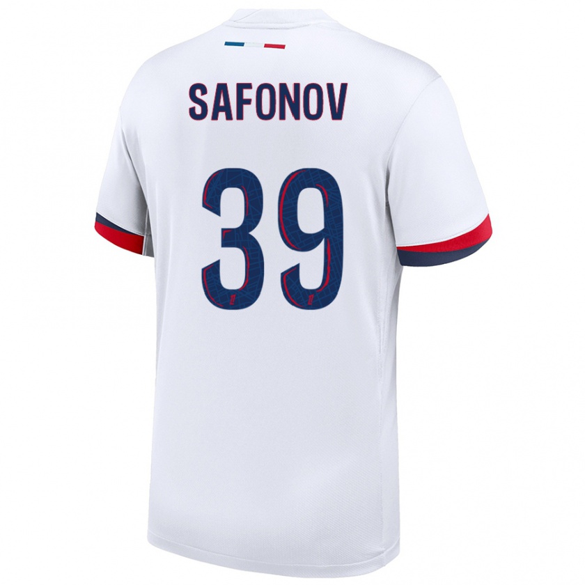 Kandiny Niño Camiseta Matvey Safonov #39 Blanco Azul Rojo 2ª Equipación 2024/25 La Camisa Chile