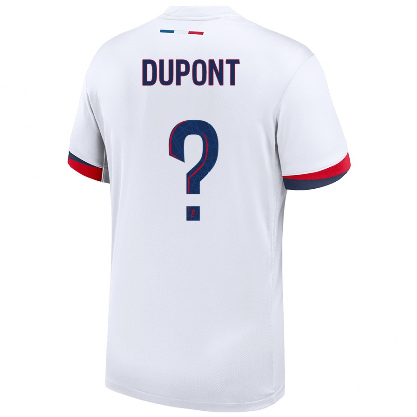 Kandiny Niño Camiseta Raphaël Dupont #0 Blanco Azul Rojo 2ª Equipación 2024/25 La Camisa Chile