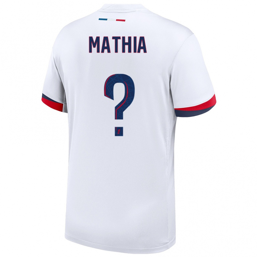 Kandiny Niño Camiseta Olivier Mathia #0 Blanco Azul Rojo 2ª Equipación 2024/25 La Camisa Chile