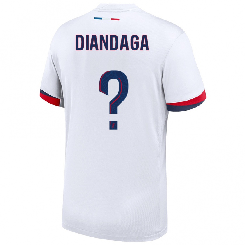 Kandiny Niño Camiseta Hermann Diandaga #0 Blanco Azul Rojo 2ª Equipación 2024/25 La Camisa Chile