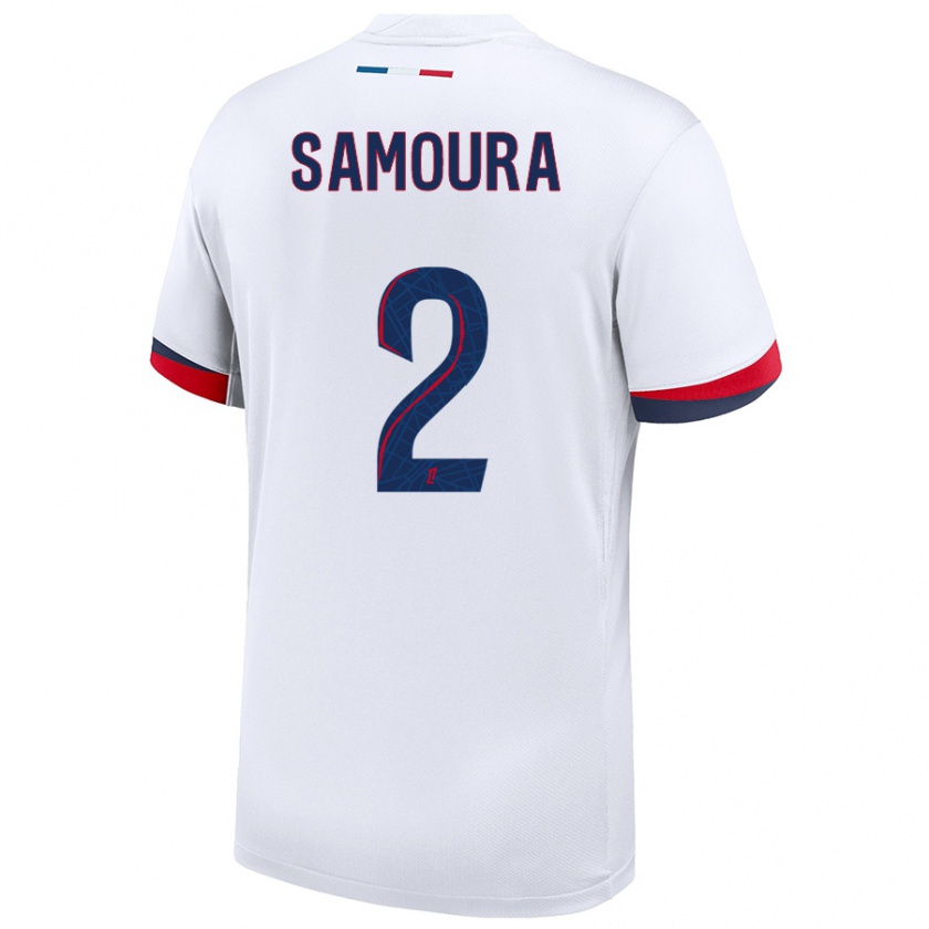 Kandiny Niño Camiseta Thiniba Samoura #2 Blanco Azul Rojo 2ª Equipación 2024/25 La Camisa Chile