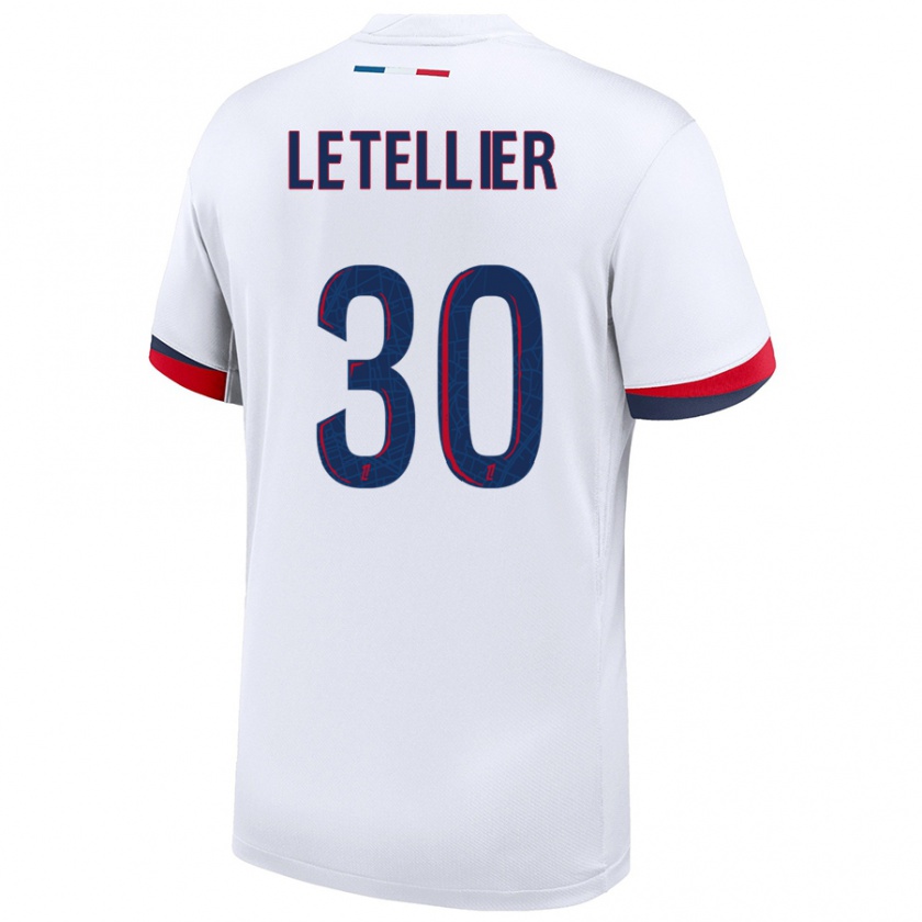 Kandiny Niño Camiseta Alexandre Letellier #30 Blanco Azul Rojo 2ª Equipación 2024/25 La Camisa Chile