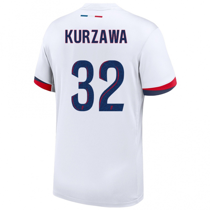 Kandiny Niño Camiseta Layvin Kurzawa #32 Blanco Azul Rojo 2ª Equipación 2024/25 La Camisa Chile