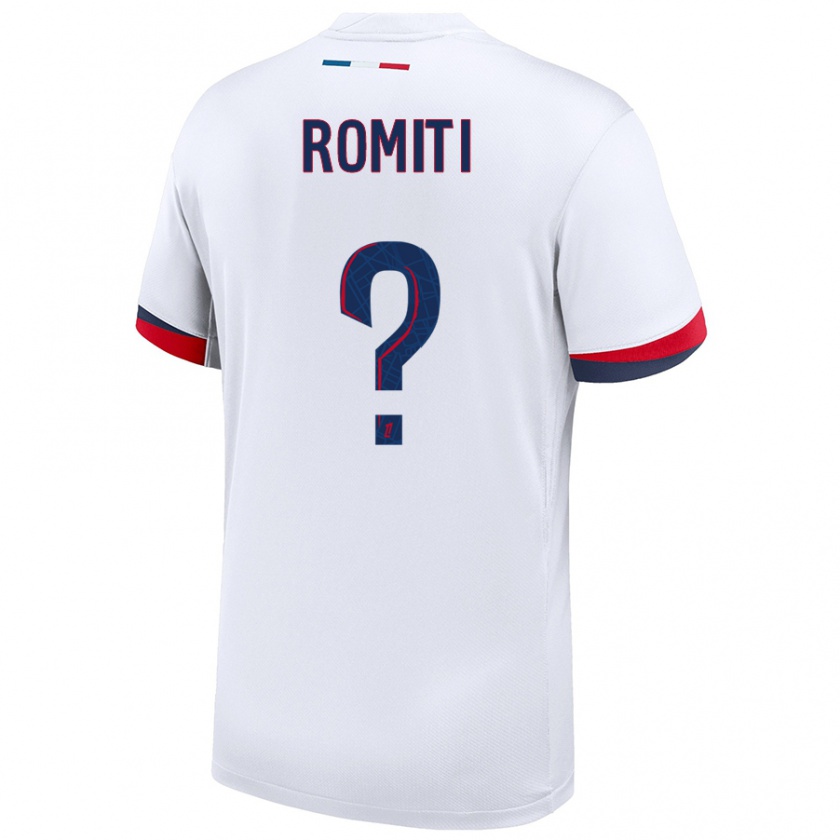 Kandiny Niño Camiseta Olivia Romiti #0 Blanco Azul Rojo 2ª Equipación 2024/25 La Camisa Chile