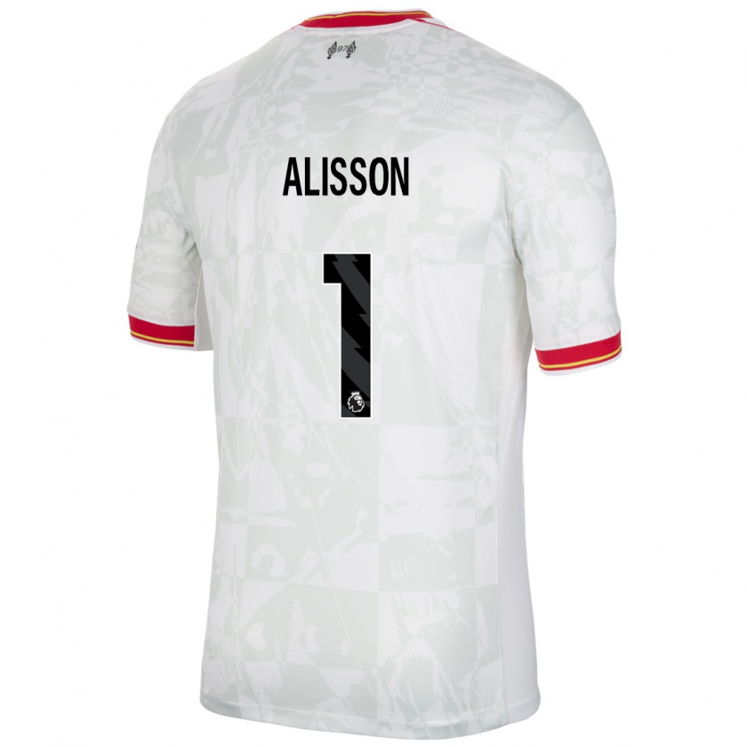 Kandiny Niño Camiseta Alisson #1 Blanco Rojo Negro Equipación Tercera 2024/25 La Camisa Chile