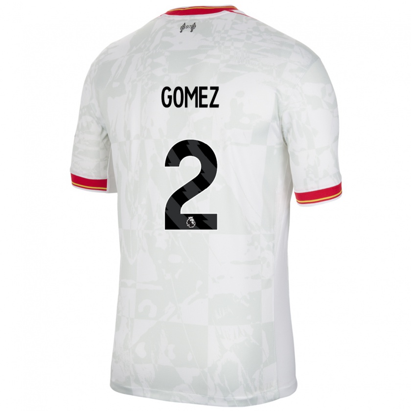 Kandiny Niño Camiseta Joe Gomez #2 Blanco Rojo Negro Equipación Tercera 2024/25 La Camisa Chile