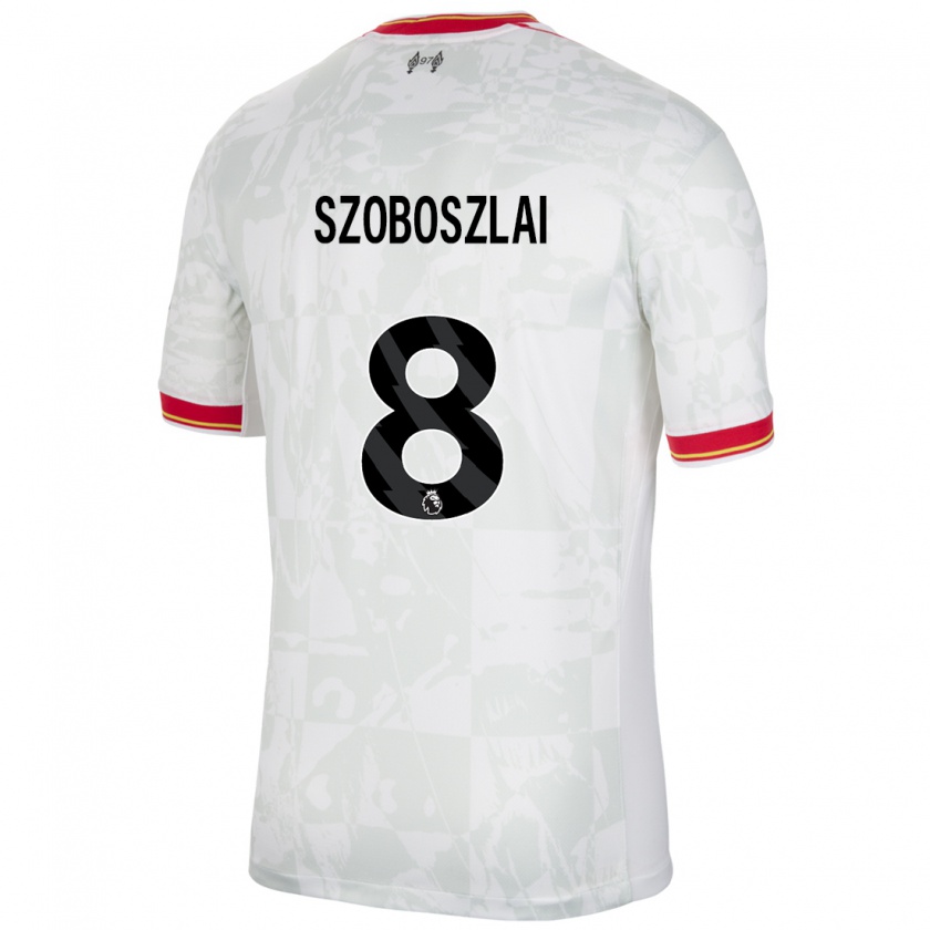 Kandiny Niño Camiseta Dominik Szoboszlai #8 Blanco Rojo Negro Equipación Tercera 2024/25 La Camisa Chile