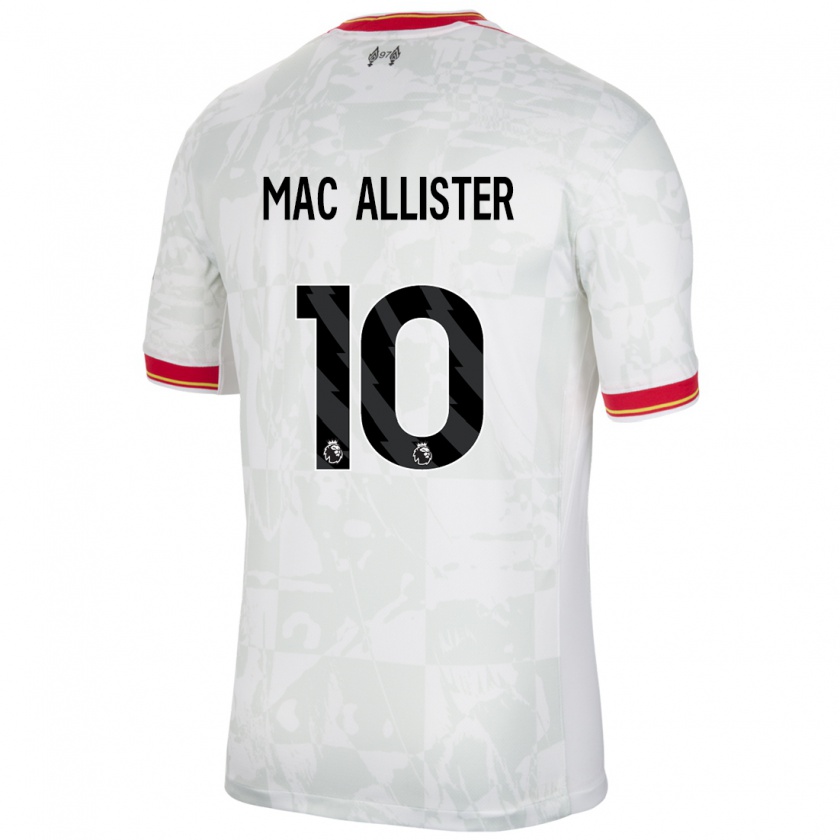 Kandiny Niño Camiseta Alexis Mac Allister #10 Blanco Rojo Negro Equipación Tercera 2024/25 La Camisa Chile